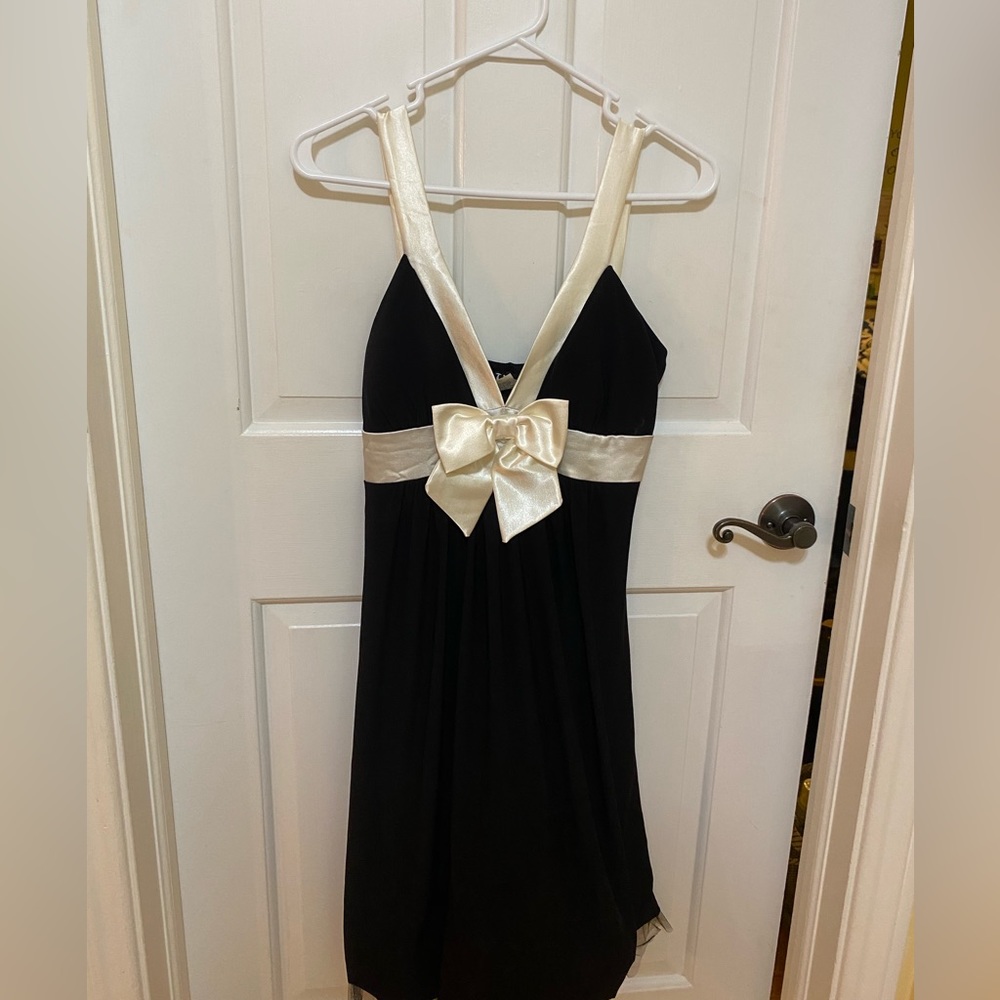 Black and White Bow Mini Dress